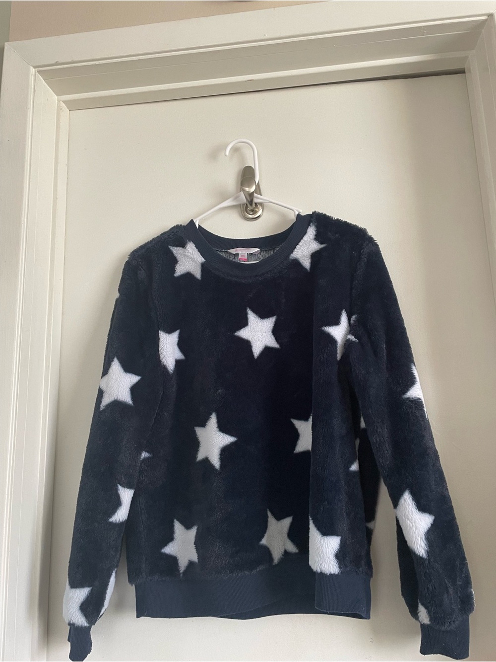 No Boundaries Navy Blue Fuzzy Star Sweatshirt